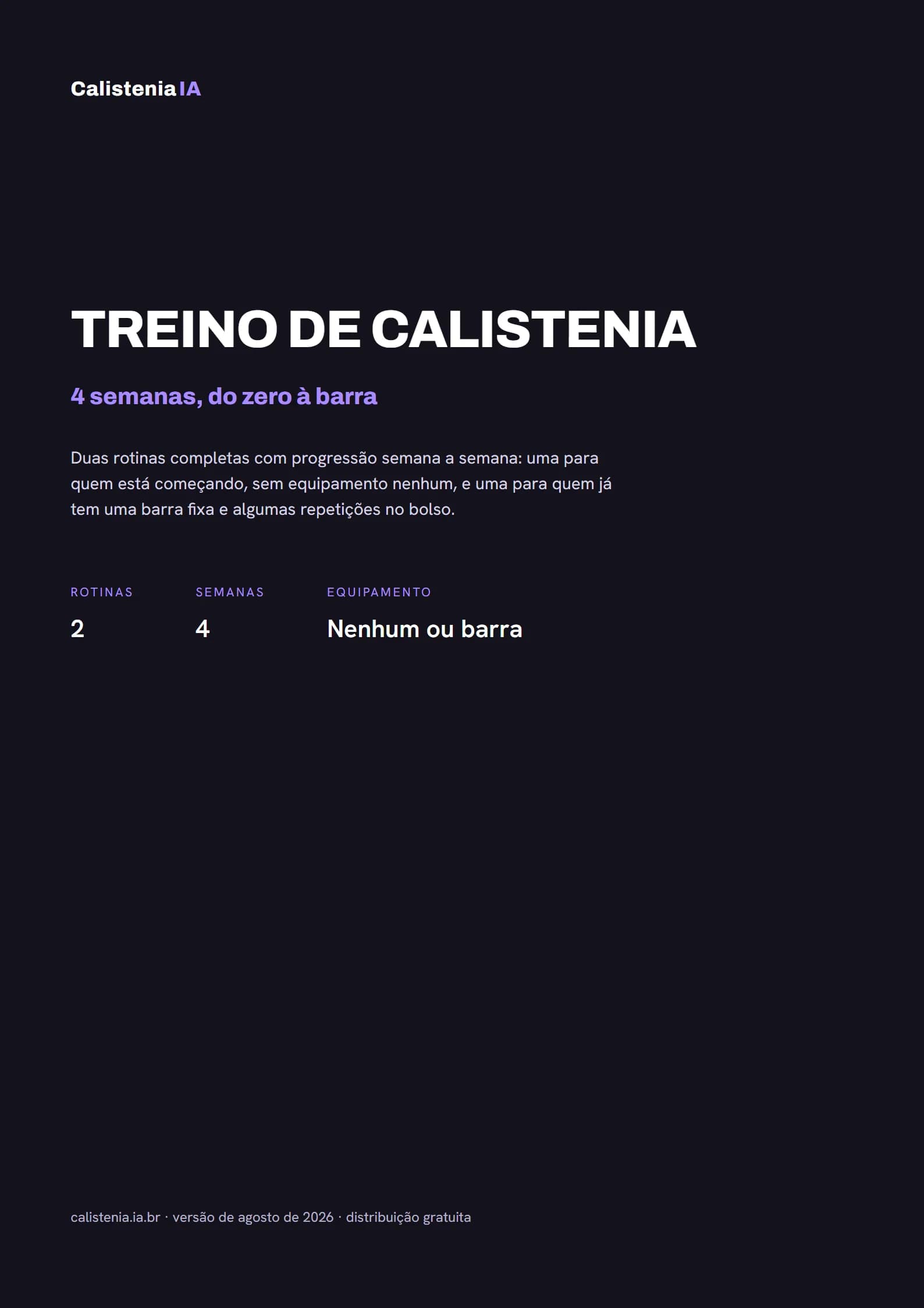 Capa do PDF de treino de calistenia